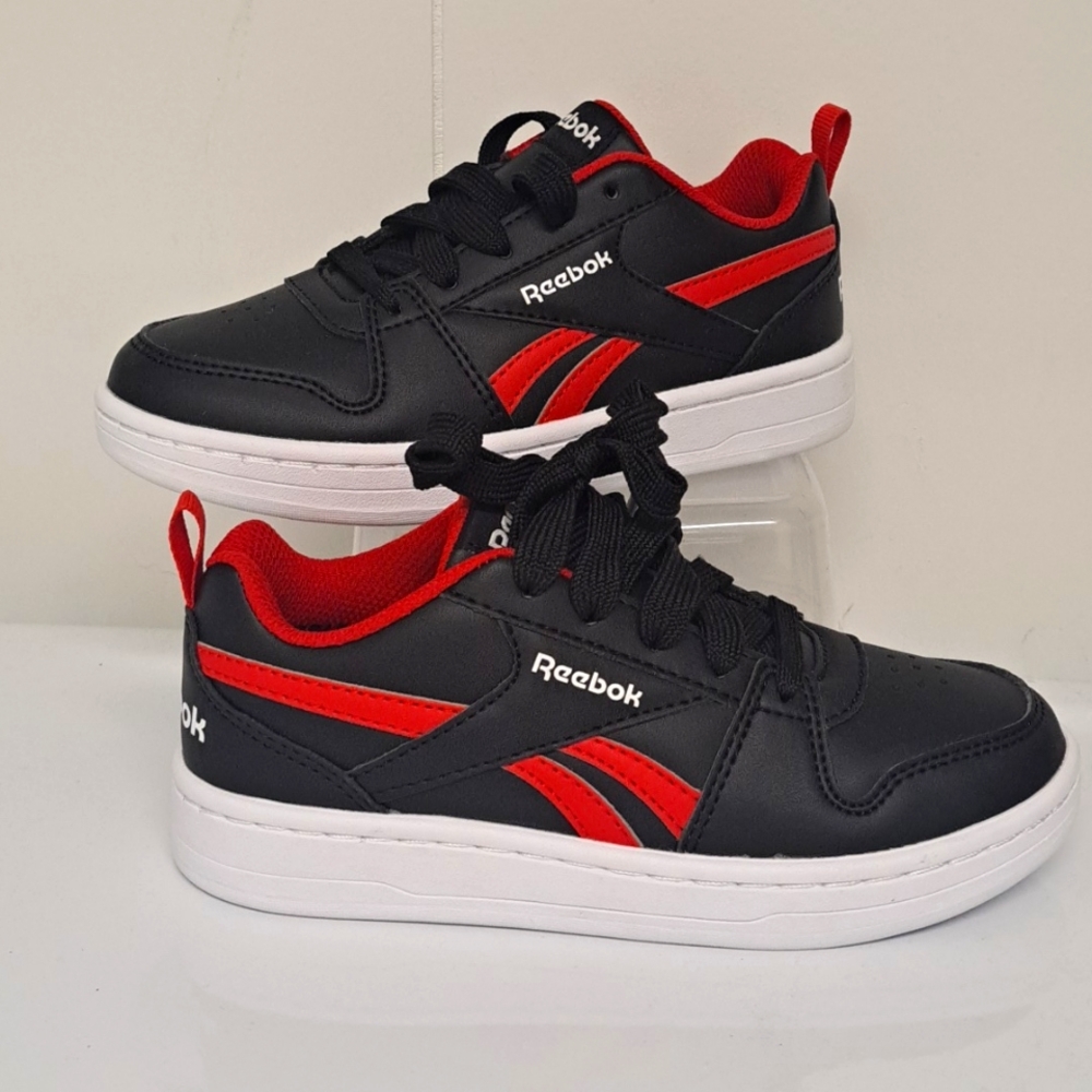 Boys black and white Reebok sneakers